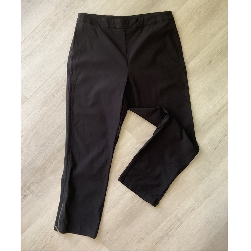 Coconut Row Palm Beach Pull On Pants Zipper Ankle Black Womens 10